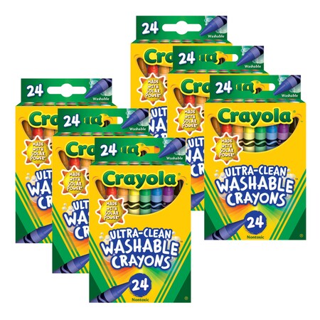 Ultra-Clean Washable Crayons - Regular Size, 24 Count, PK6